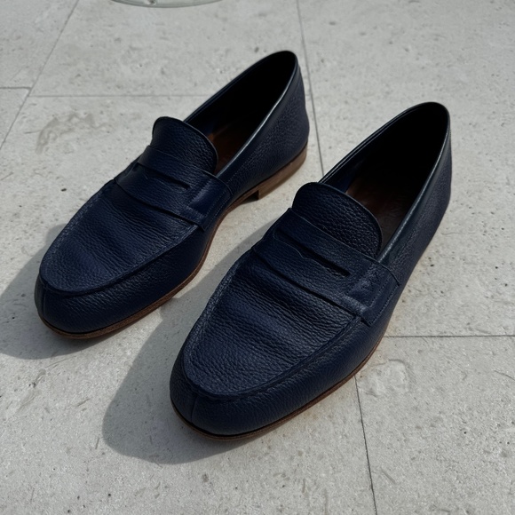 J.M. Weston Shoes, Blue Calfskin Le Moc, Size 7 1/2 - Picture 1 of 2